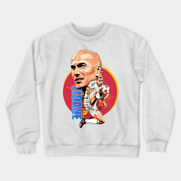 Zinedine Zidane - A Portrait of Grace Crewneck Sweatshirt by Futbol Art